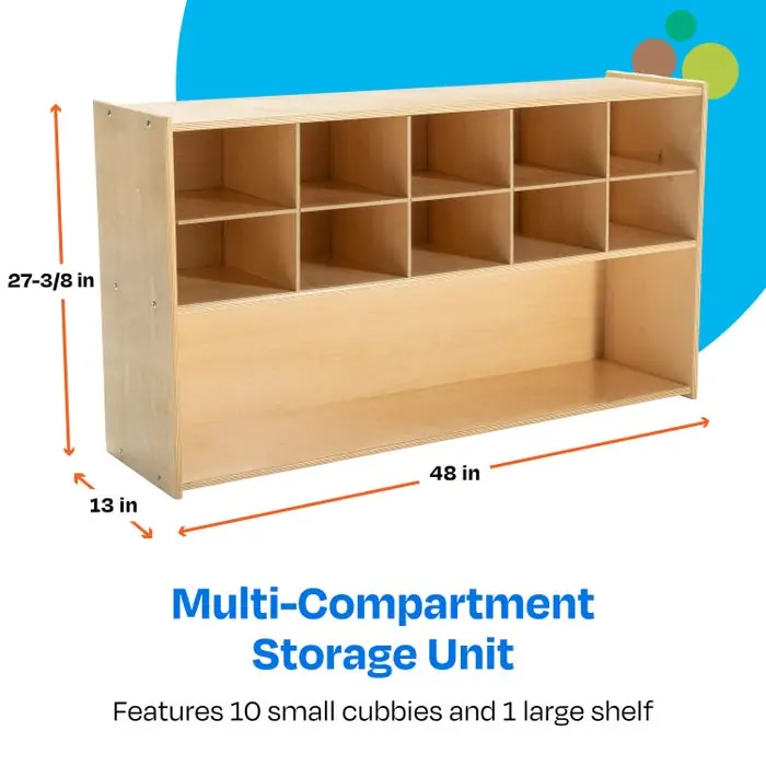 Childcraft ABC Furnishings Storage Unit, 2 Shelves, 10 Cubbies, 48 x 13 x 27-3/8 Inches Trending